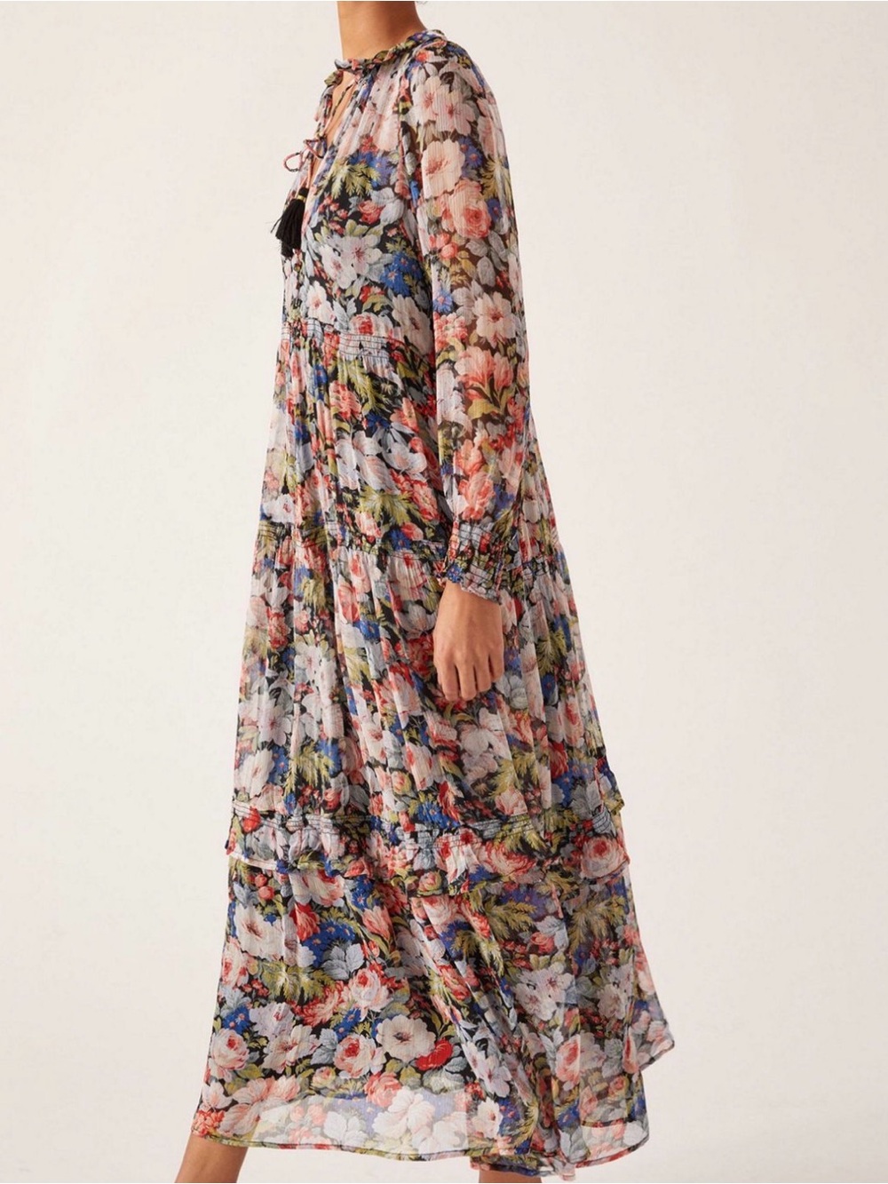Anthropologie Floral Dress in Blue, Green, Pink - Picture 2 of 9